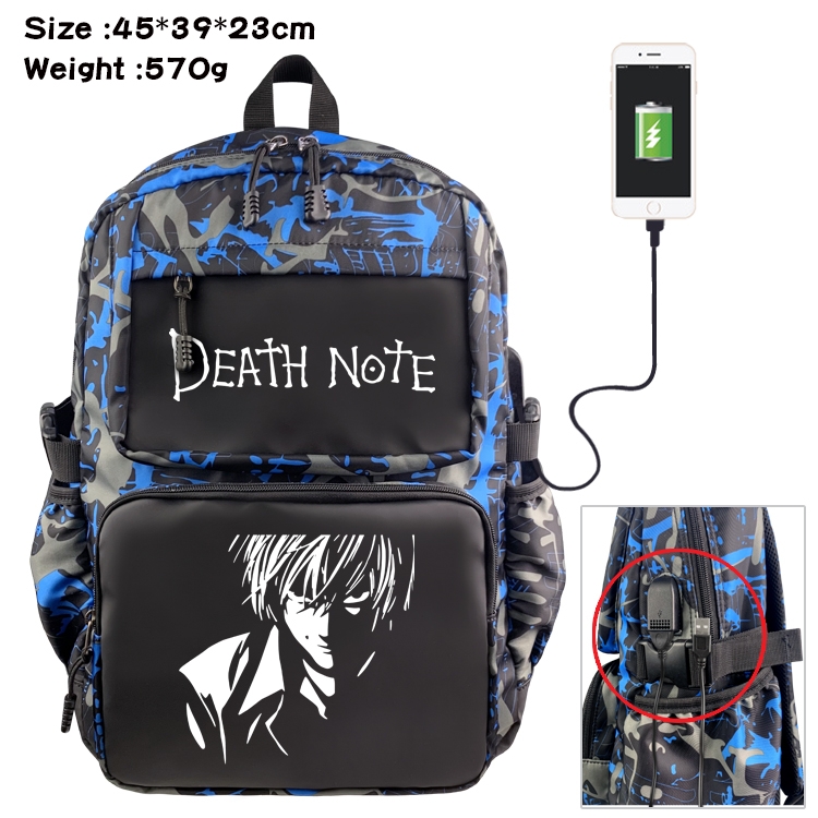 Death note Anime waterproof nylon material camouflage backpack school bag 45X39X23CM