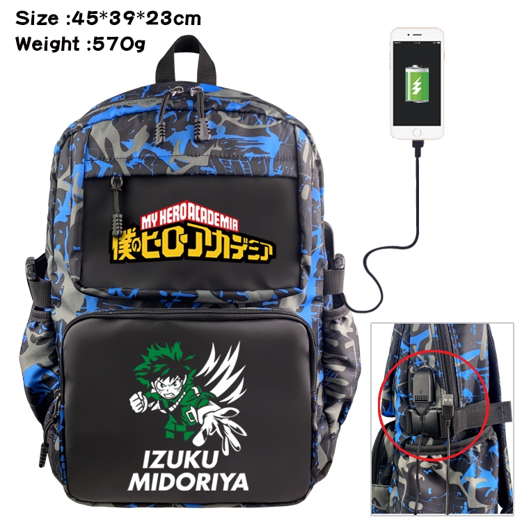 My Hero Academia Anime waterproof nylon material camouflage backpack school bag 45X39X23CM