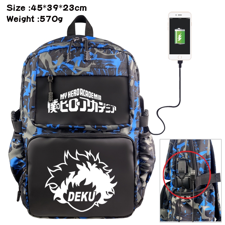 My Hero Academia Anime waterproof nylon material camouflage backpack school bag 45X39X23CM