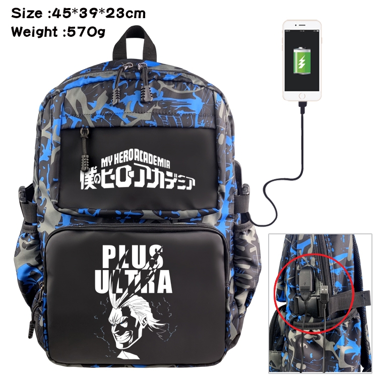 My Hero Academia Anime waterproof nylon material camouflage backpack school bag 45X39X23CM