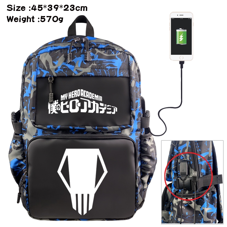 My Hero Academia Anime waterproof nylon material camouflage backpack school bag 45X39X23CM