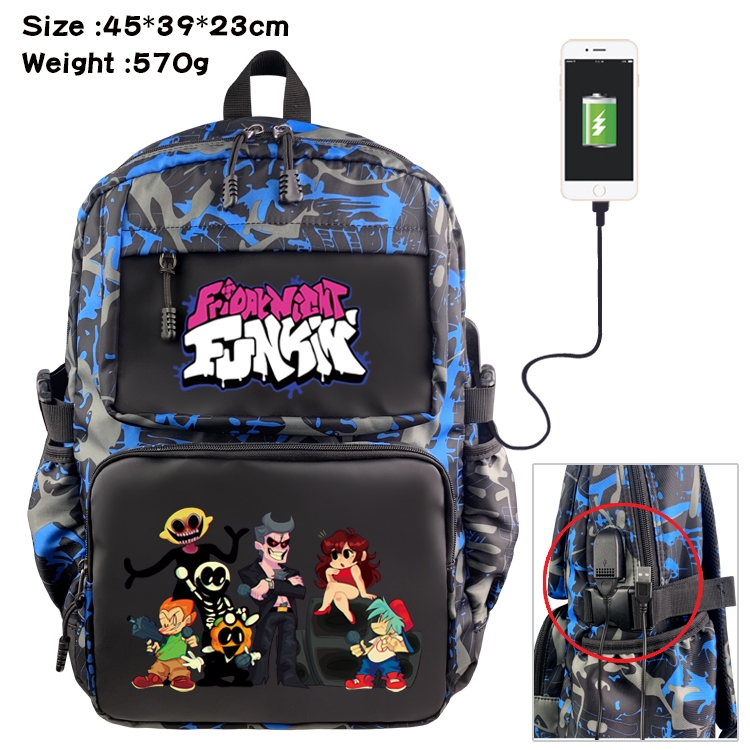 Friday Night Funkin Anime waterproof nylon material camouflage backpack school bag 45X39X23CM