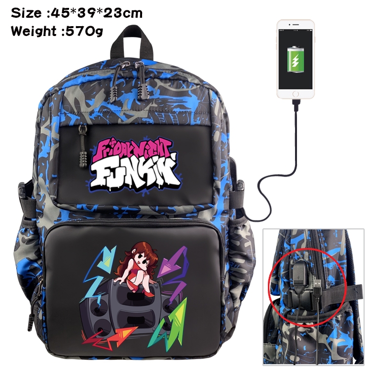 Friday Night Funkin Anime waterproof nylon material camouflage backpack school bag 45X39X23CM