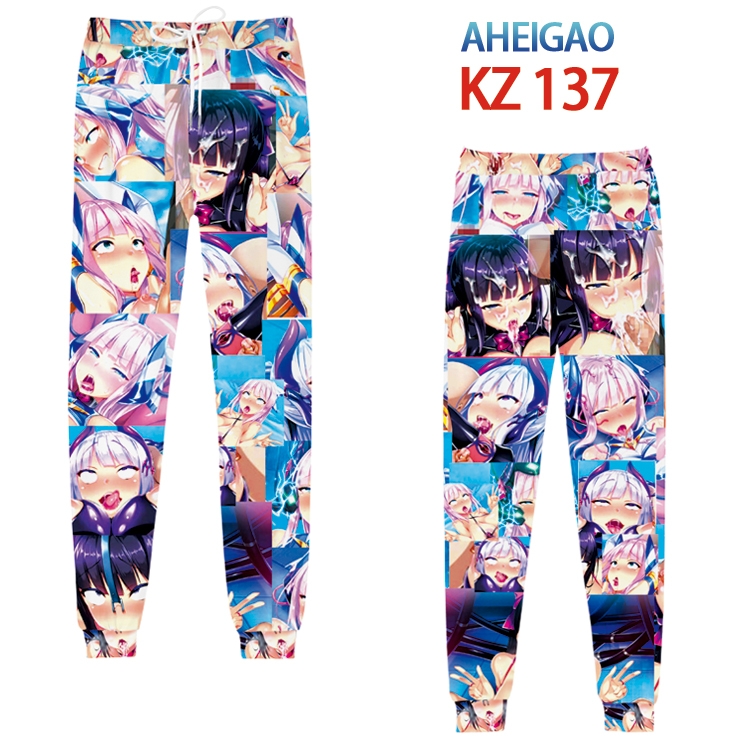 Ahegao  Anime digital 3D trousers full color trousers from XS to 4XL KZ137