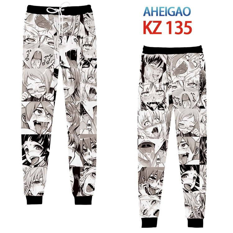 Ahegao  Anime digital 3D trousers full color trousers from XS to 4XL KZ135 