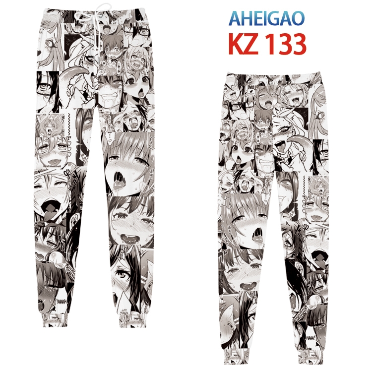 Ahegao  Anime digital 3D trousers full color trousers from XS to 4XL KZ133  