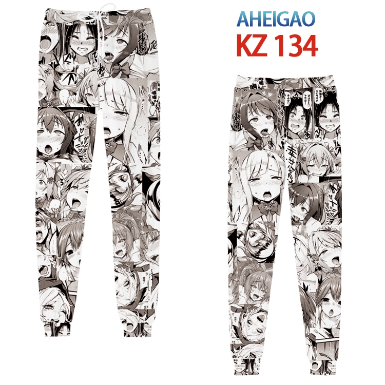 Ahegao  Anime digital 3D trousers full color trousers from XS to 4XL KZ134