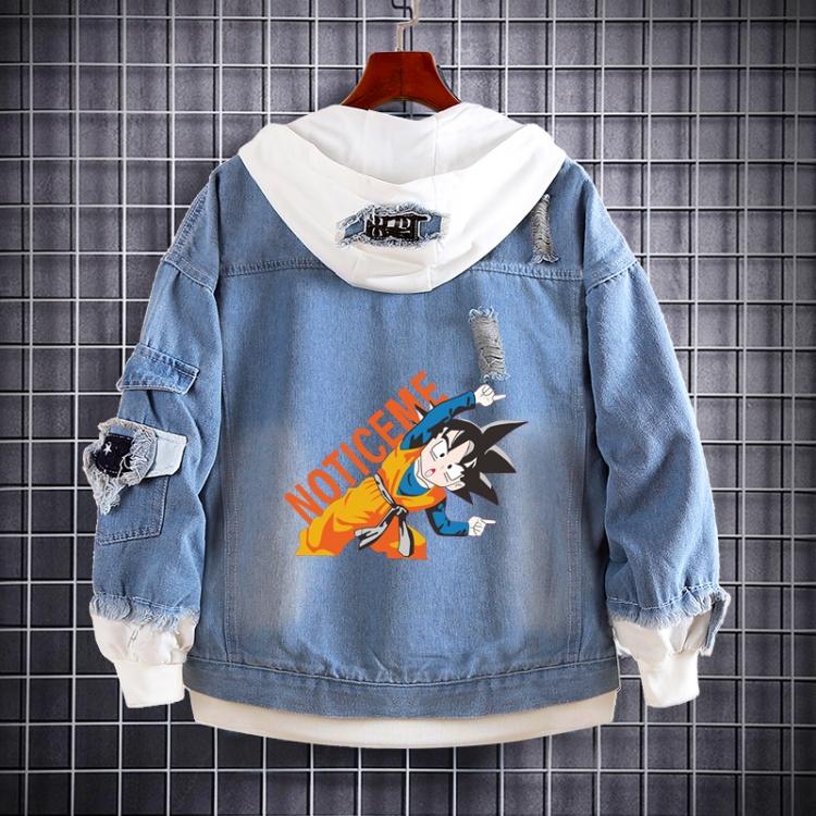 DRAGON BALL Anime Loose Hooded Fake Two Denim Jackets from S to 5XL