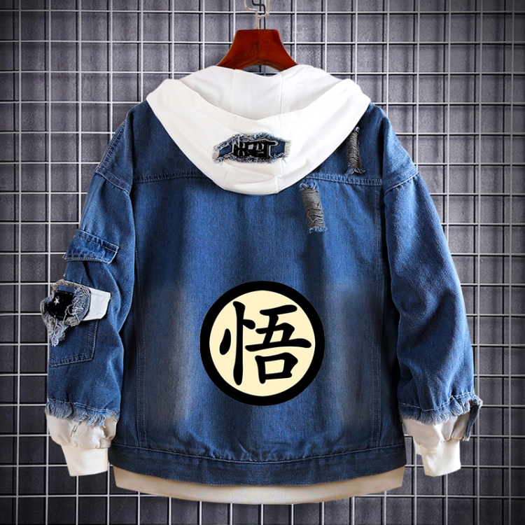 DRAGON BALL Anime Loose Hooded Fake Two Denim Jackets from S to 5XL