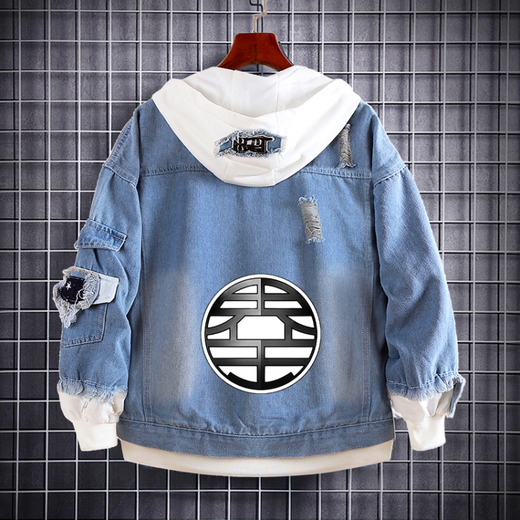 DRAGON BALL Anime Loose Hooded Fake Two Denim Jackets from S to 5XL