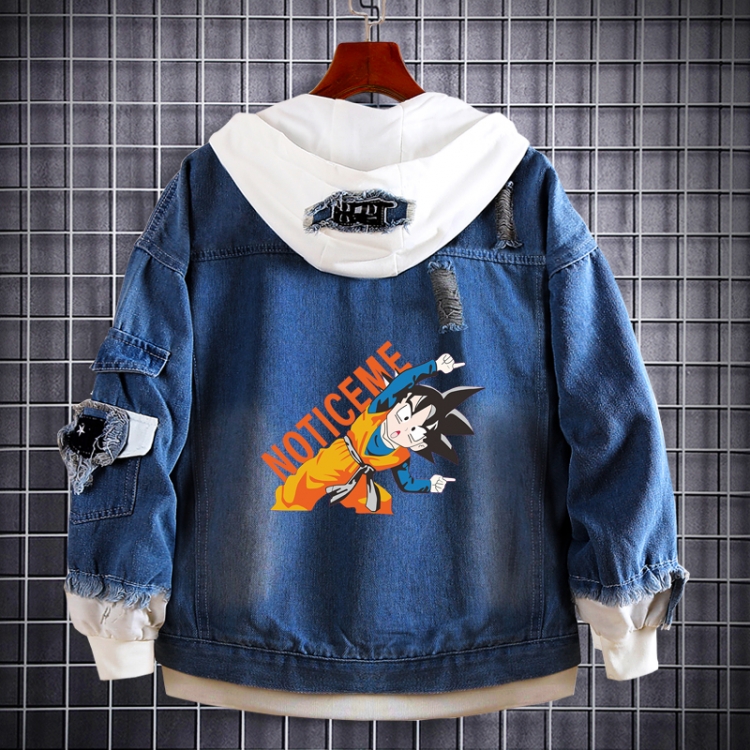 DRAGON BALL Anime Loose Hooded Fake Two Denim Jackets from S to 5XL