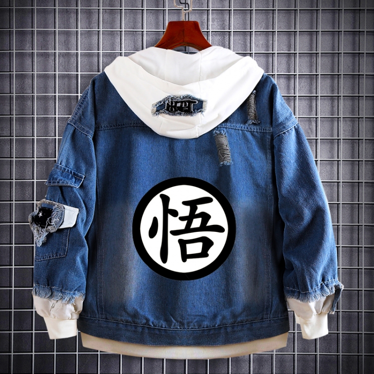 DRAGON BALL Anime Loose Hooded Fake Two Denim Jackets from S to 5XL