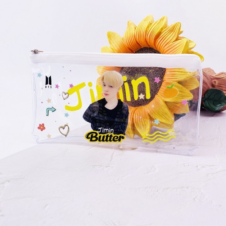 BTS Butter SND003-JIMIN  Color cosmetic bag transparent pen bag storage bag 19.5X10X2CM 19G a set price for 5 pcs