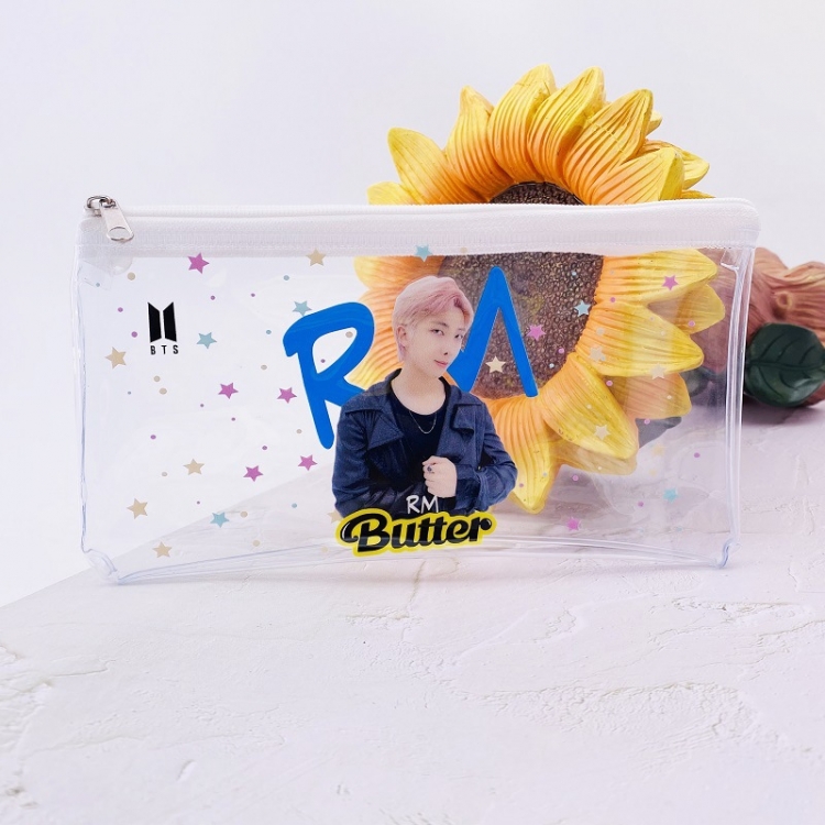 BTS Butter SND003-RM Color cosmetic bag transparent pen bag storage bag 19.5X10X2CM 19G a set price for 5 pcs