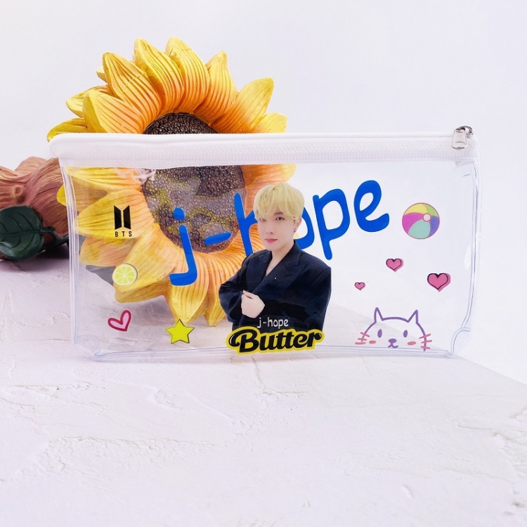 BTS Butter SND003-J-H Color cosmetic bag transparent pen bag storage bag 19.5X10X2CM 19G a set price for 5 pcs
