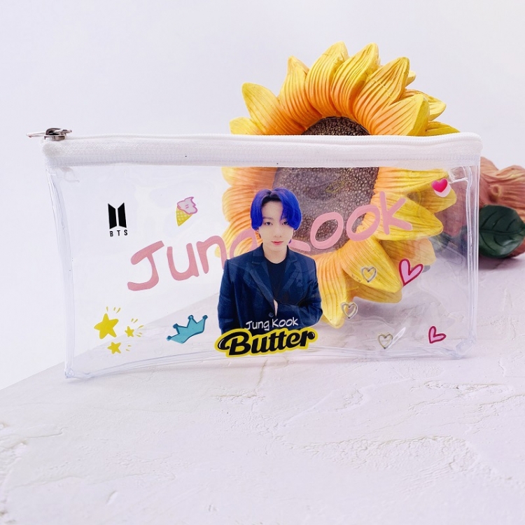 BTS Butter SND003-JK Color cosmetic bag transparent pen bag storage bag 19.5X10X2CM 19G a set price for 5 pcs