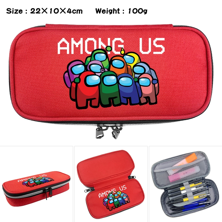 Among us  Waterproof canvas zipper clamshell pencil case pencil case  22x10x4cm