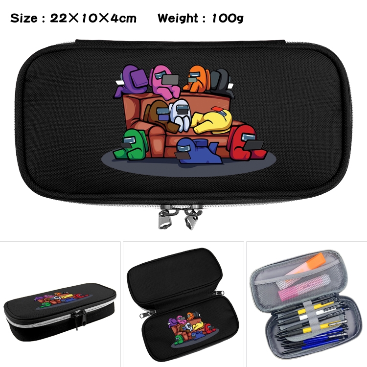 Among us  Waterproof canvas zipper clamshell pencil case pencil case  22x10x4cm