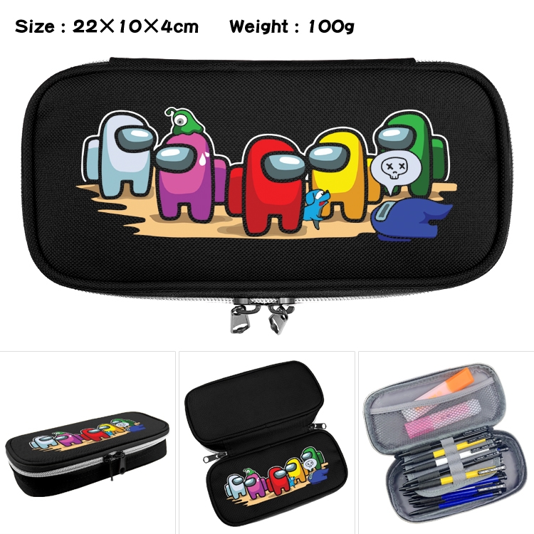 Among us  Waterproof canvas zipper clamshell pencil case pencil case  22x10x4cm