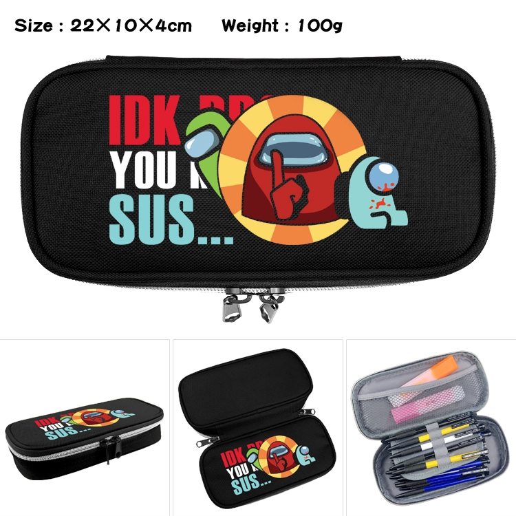 Among us  Waterproof canvas zipper clamshell pencil case pencil case  22x10x4cm