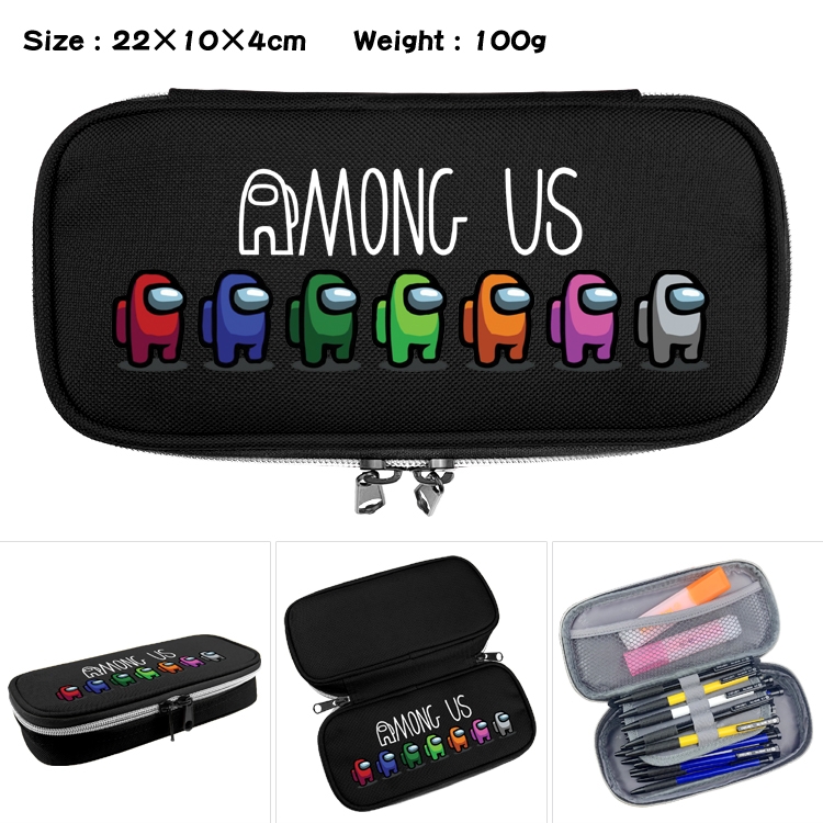 Among us  Waterproof canvas zipper clamshell pencil case pencil case  22x10x4cm