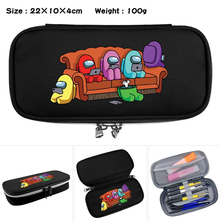 Among us  Waterproof canvas zipper clamshell pencil case pencil case  22x10x4cm