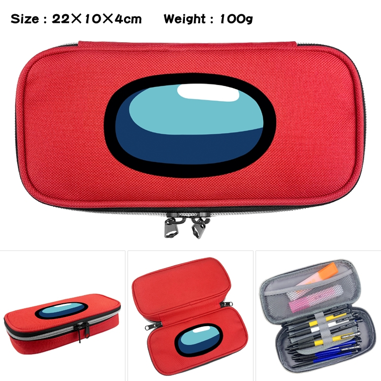 Among us  Waterproof canvas zipper clamshell pencil case pencil case  22x10x4cm