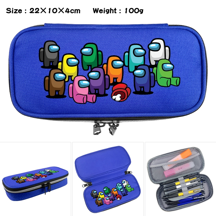 Among us  Waterproof canvas zipper clamshell pencil case pencil case  22x10x4cm