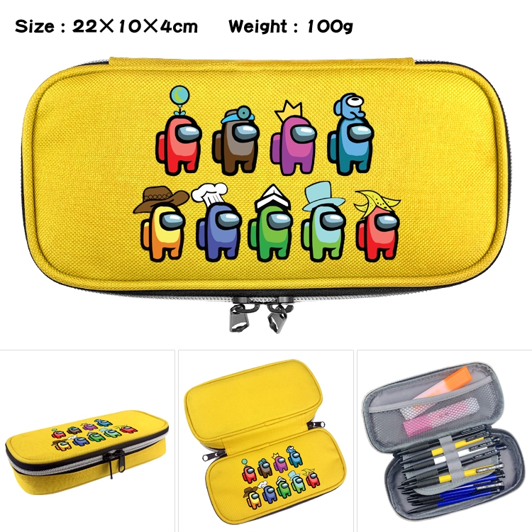 Among us  Waterproof canvas zipper clamshell pencil case pencil case  22x10x4cm