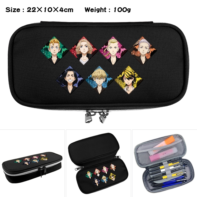 Tokyo Revengers   Anime Waterproof canvas zipper clamshell pencil case pencil case  22x10x4cm