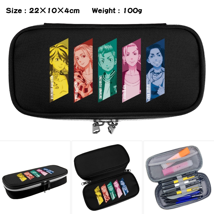 Tokyo Revengers   Anime Waterproof canvas zipper clamshell pencil case pencil case  22x10x4cm