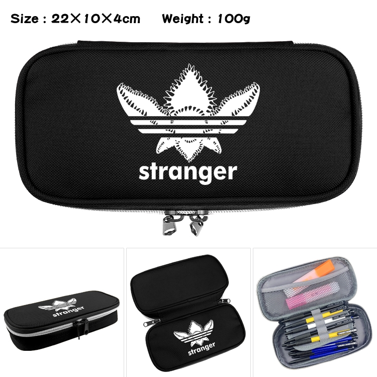 Stranger Things Anime Waterproof canvas zipper clamshell pencil case pencil case  22x10x4cm