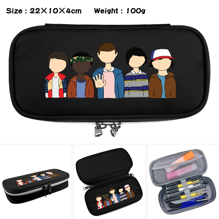 Stranger Things Anime Waterproof canvas zipper clamshell pencil case pencil case  22x10x4cm