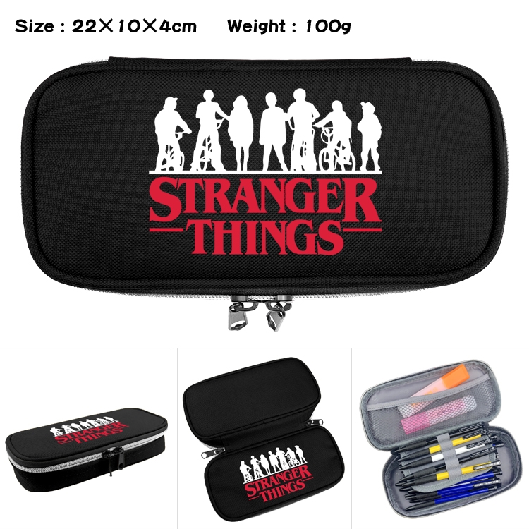 Stranger Things Anime Waterproof canvas zipper clamshell pencil case pencil case  22x10x4cm