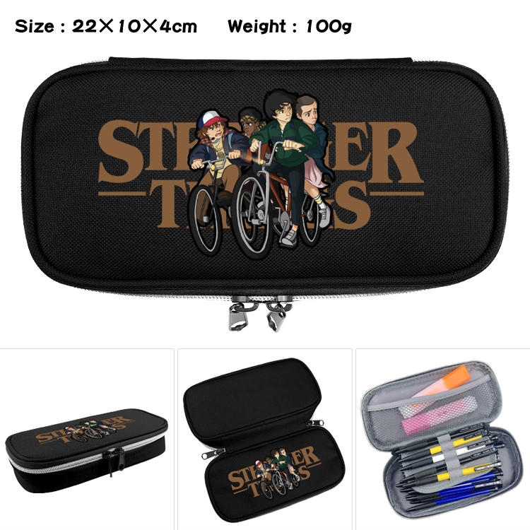 Stranger Things Anime Waterproof canvas zipper clamshell pencil case pencil case  22x10x4cm