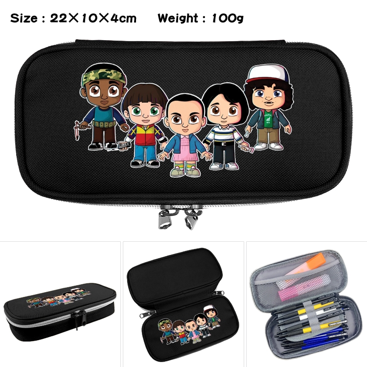 Stranger Things Anime Waterproof canvas zipper clamshell pencil case pencil case  22x10x4cm