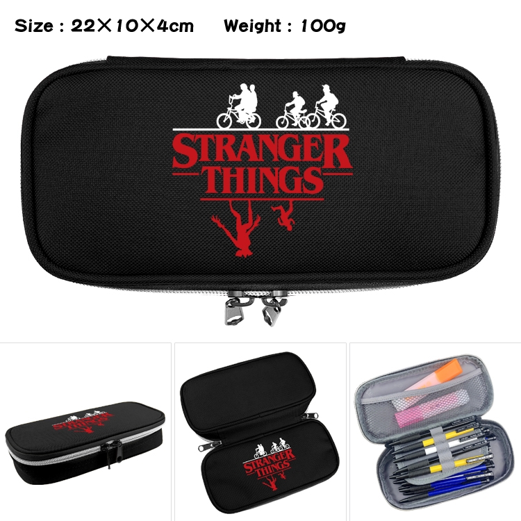 Stranger Things Anime Waterproof canvas zipper clamshell pencil case pencil case  22x10x4cm