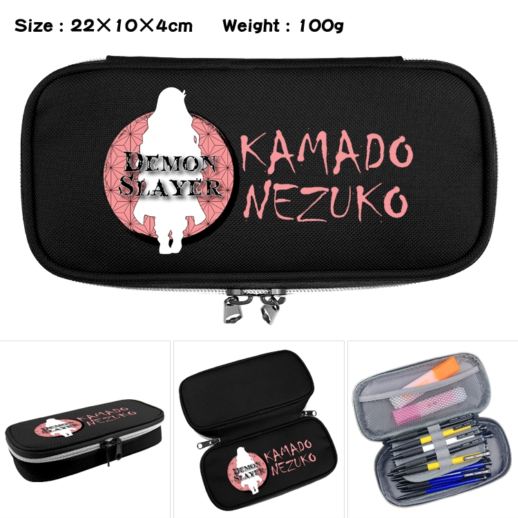 Demon Slayer Kimets Anime Waterproof canvas zipper clamshell pencil case pencil case  22x10x4cm