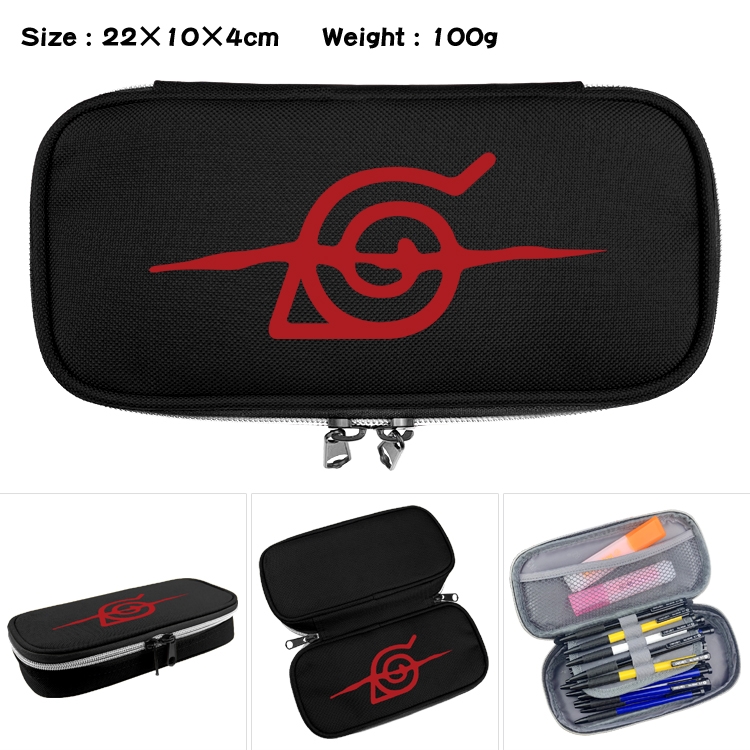 Naruto  Anime Waterproof canvas zipper clamshell pencil case pencil case  22x10x4cm