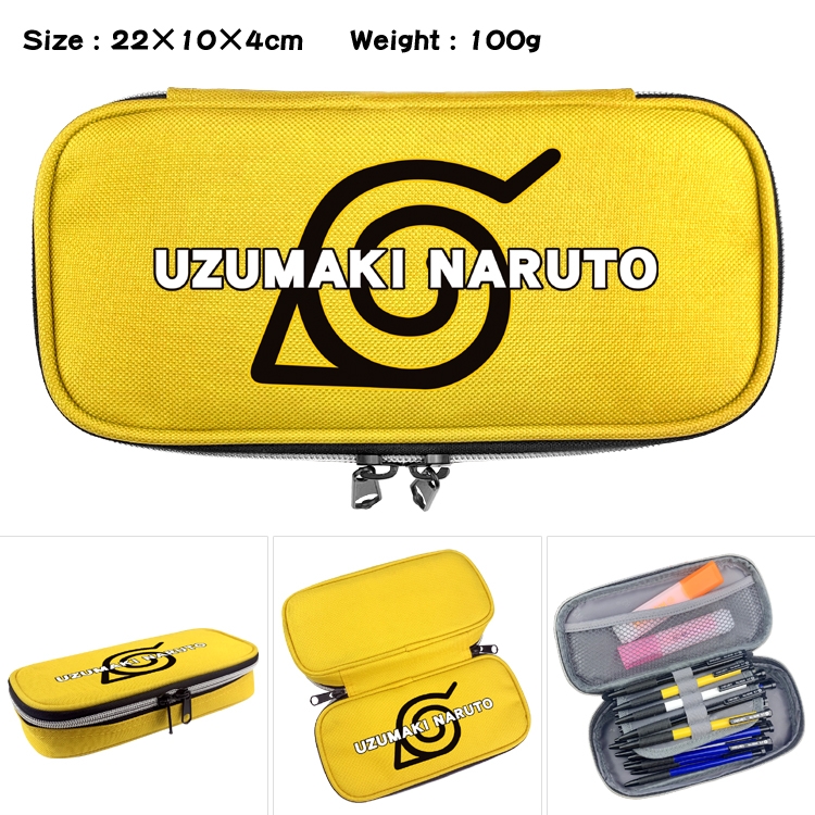 Naruto  Anime Waterproof canvas zipper clamshell pencil case pencil case  22x10x4cm