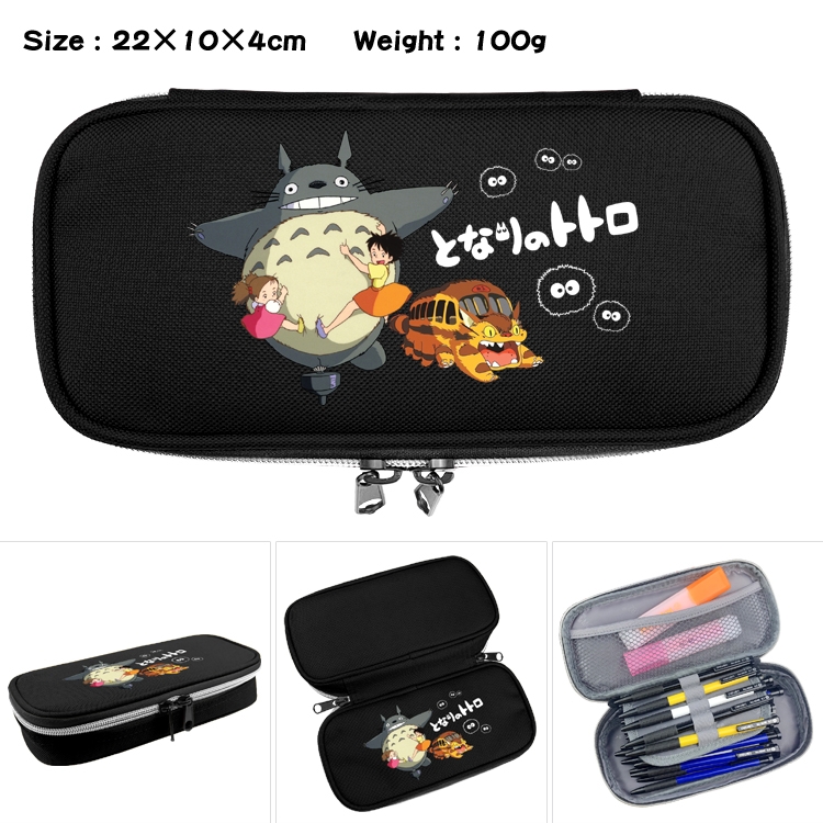 TOTORO Anime Waterproof canvas zipper clamshell pencil case pencil case  22x10x4cm