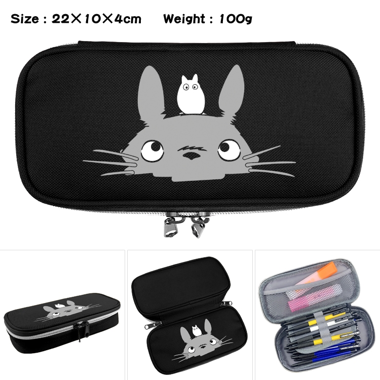 TOTORO Anime Waterproof canvas zipper clamshell pencil case pencil case  22x10x4cm