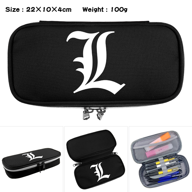 Death note Anime Waterproof canvas zipper clamshell pencil case pencil case 22x10x4cm