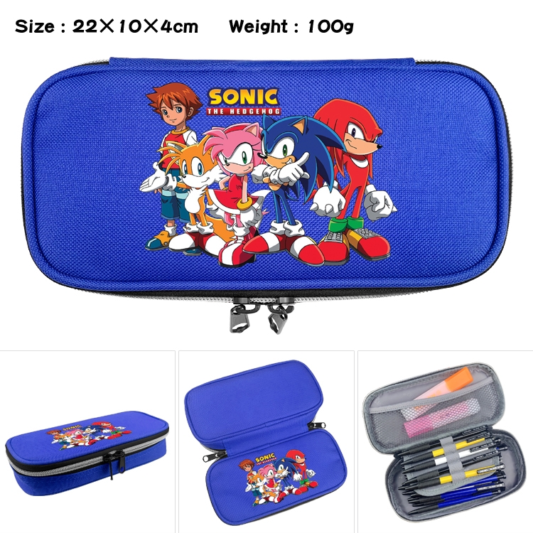 Sonic the Hedgehog  Anime Waterproof canvas zipper clamshell pencil case pencil case 22x10x4cm