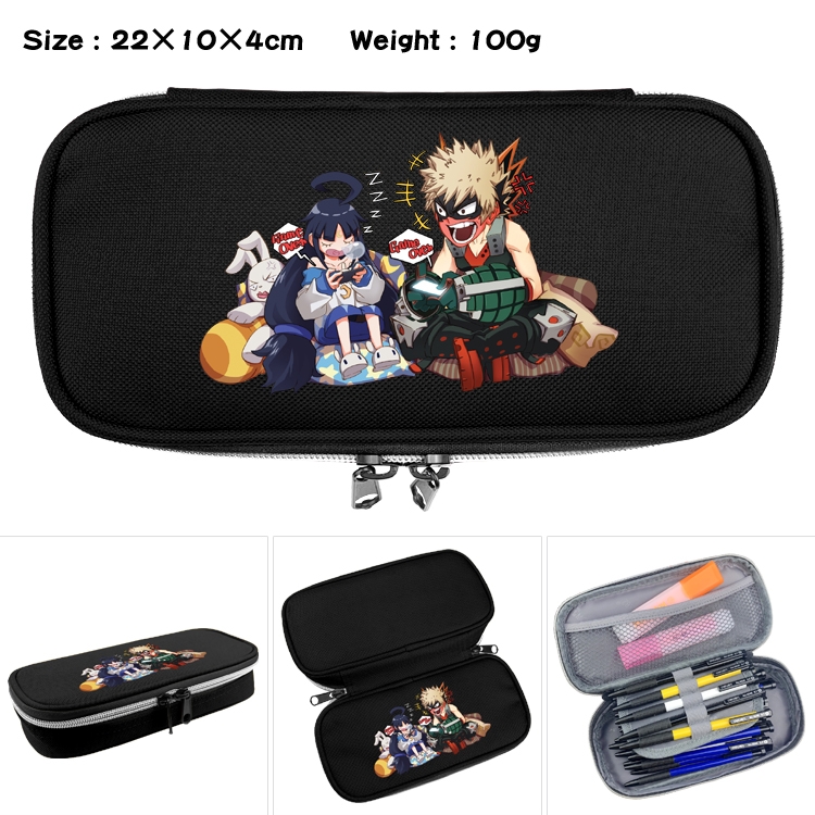 My Hero Academia Anime Waterproof canvas zipper clamshell pencil case pencil case 22x10x4cm