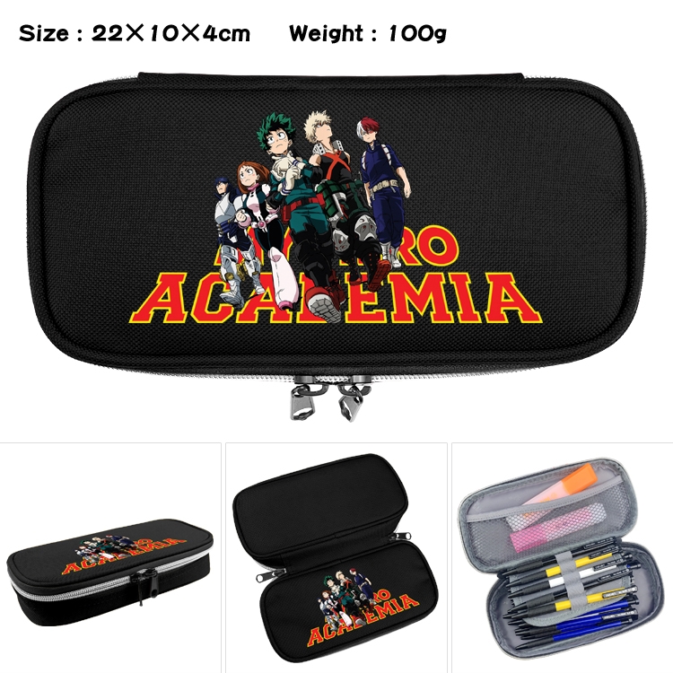 My Hero Academia Anime Waterproof canvas zipper clamshell pencil case pencil case 22x10x4cm