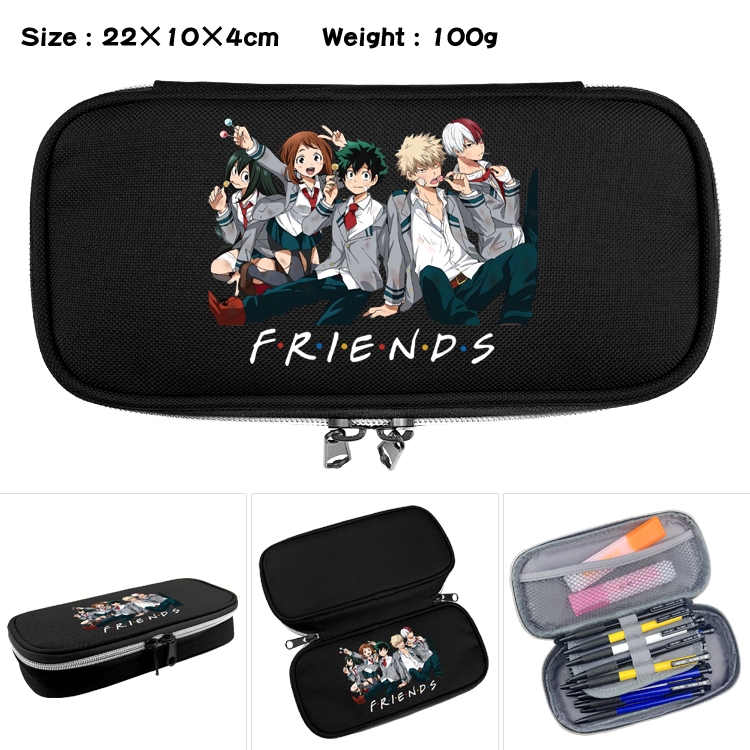 My Hero Academia Anime Waterproof canvas zipper clamshell pencil case pencil case 22x10x4cm