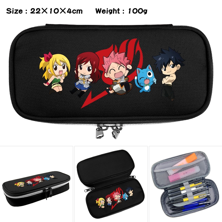 Fairy tail Anime Waterproof canvas zipper clamshell pencil case pencil case  22x10x4cm