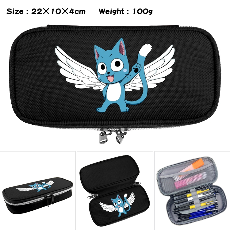 Fairy tail Anime Waterproof canvas zipper clamshell pencil case pencil case  22x10x4cm