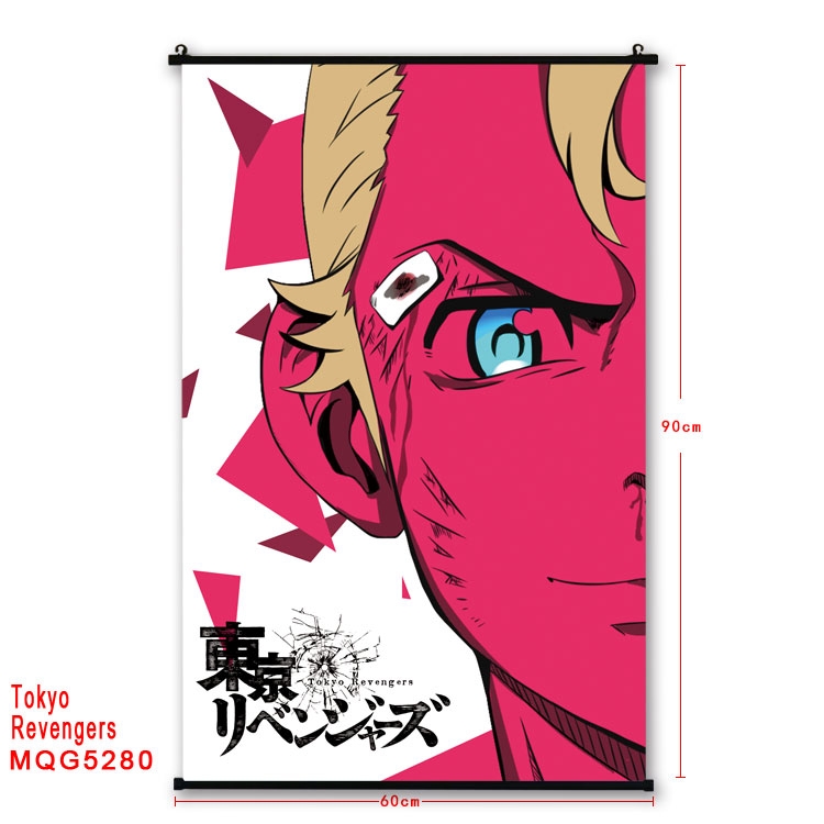 Tokyo Revengers  black Plastic rod Cloth painting Wall Scroll 60X90CM  MQG-5280